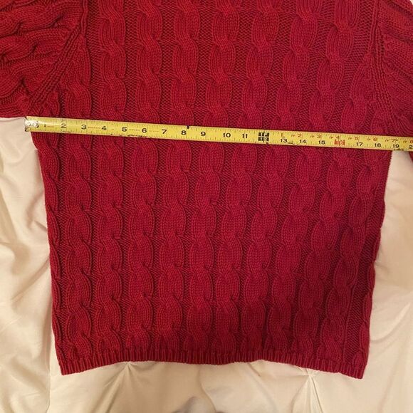 90s Vintage LL Bean Cable Knit Mock Neck Women’s Sweater Size Med 100% Cotton - Picture 5 of 6